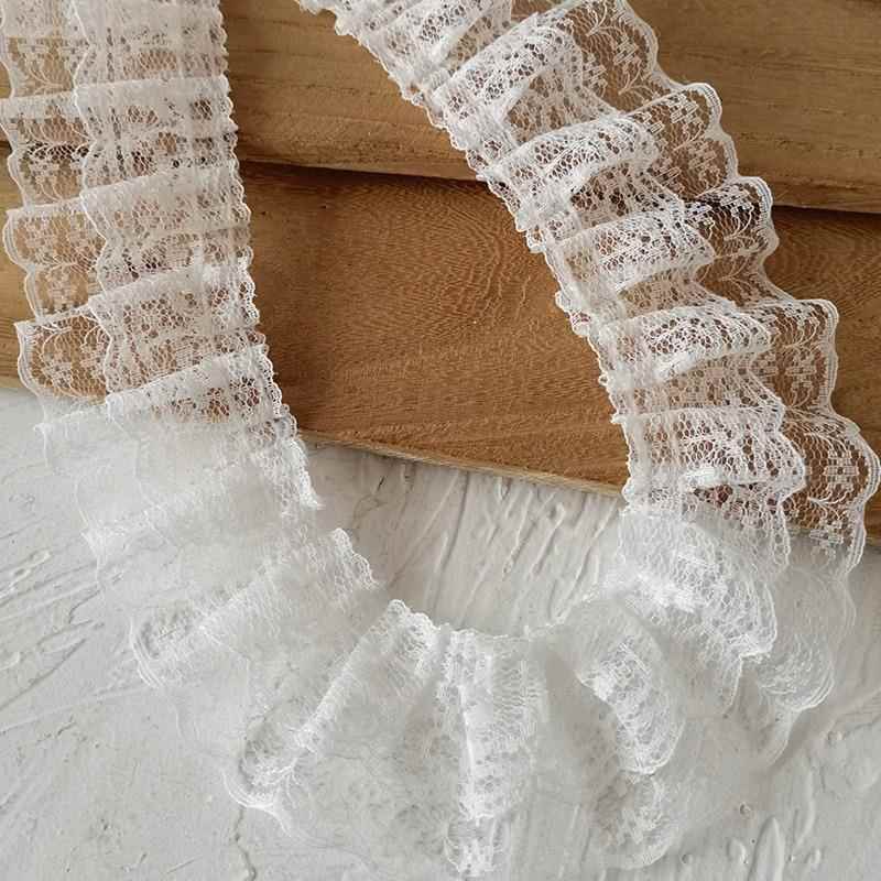 双层白色蕾丝褶皱优质衣服领子袖口花边辅料手工DIY服装装饰布料
