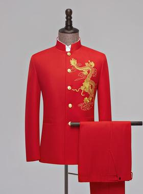 正品青年学生术考美用黑绣龙、中山装加试中老年主唱服诗班歌手服