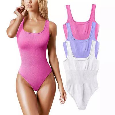 Seamless Sculpting Bodysuit Shapewear Women Square Neck Tumm