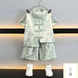 清仓夏季汉服2025中国新款套装男童夏装儿童薄款两件套中式短袖童
