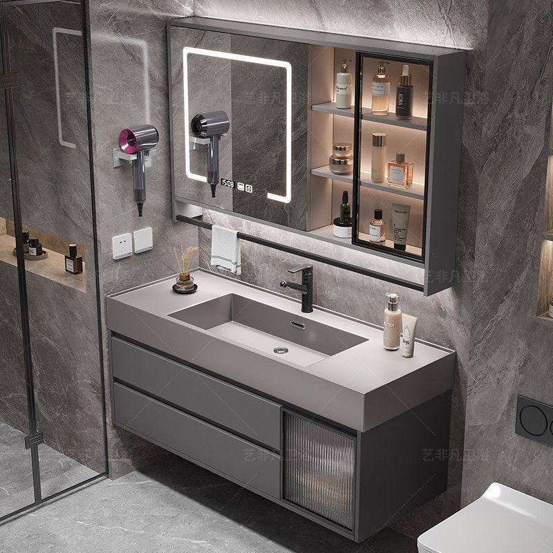 现代简约浴室柜组合智能轻奢纳米岩石一体盆卫生间洗漱台洗手脸池,家装主材,浴室柜组合,淘宝优惠券,粉丝福利购,淘宝优惠卷