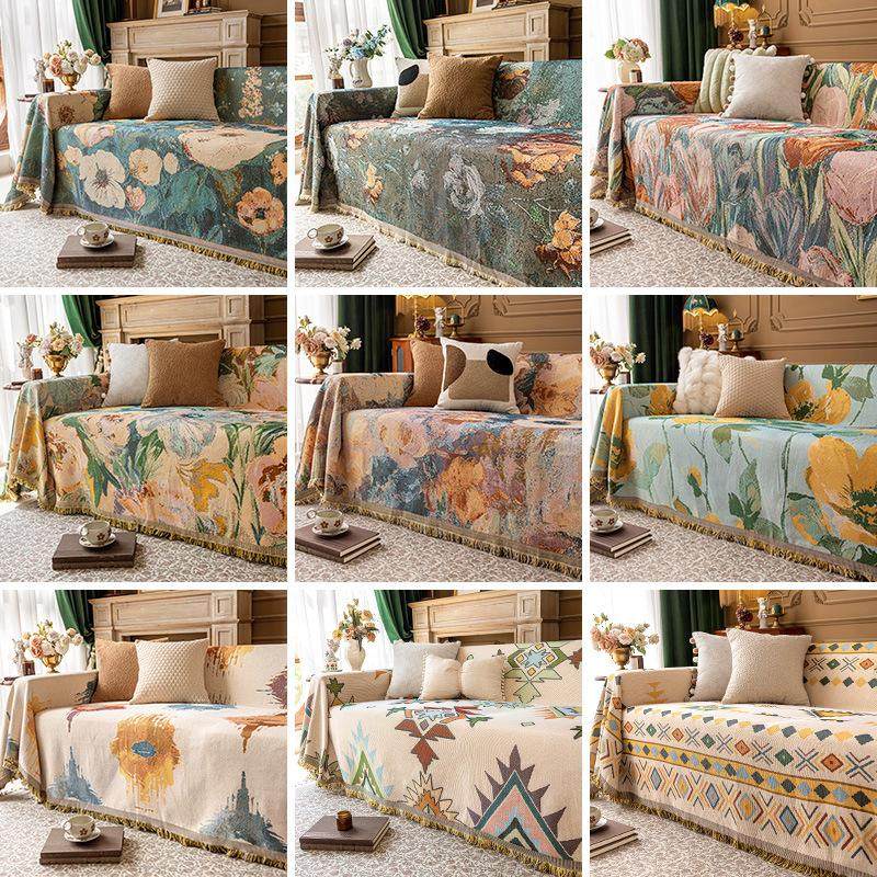 新款轻奢风高级感沙发巾棉线编织沙发盖布四季通用防猫抓沙发套罩,居家布艺,沙发套,淘宝优惠券,粉丝福利购,淘宝优惠卷