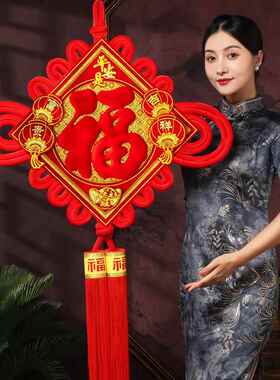 福字中国结挂件客厅大号2023新款过年高档玄关墙壁装饰入户门挂饰