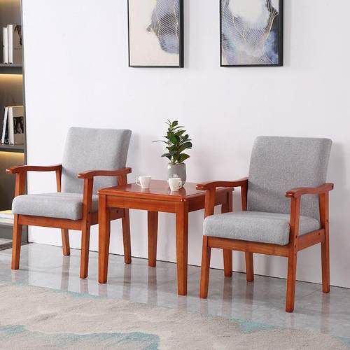 实木扶手茶几三椅件套靠背椅125台休闲洽谈喝茶酒宾馆桌阳店椅组