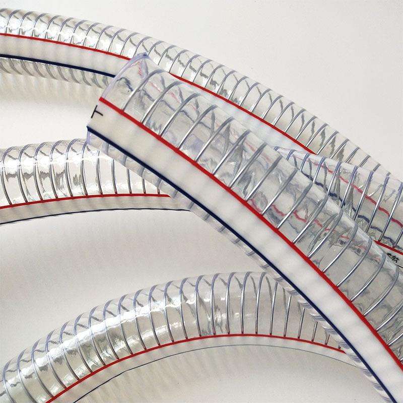 厂透家 VC钢丝螺旋增强软管 明钢丝软加管P2寸3寸德晟厚钢丝胶管