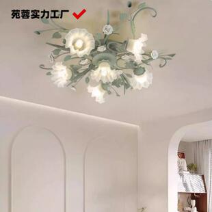 奶油法式吸顶灯-田园花朵装饰灯西餐厅客厅卧室主灯卧室房间顶灯