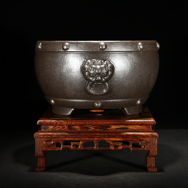 紫艺斋紫砂花盆原矿古铜泥手工大号客厅盆景盆狮头鼓钉展览摆设盆,鲜花速递/花卉仿真/绿植园艺,花盆,淘宝优惠券,粉丝福利购,淘宝优惠卷