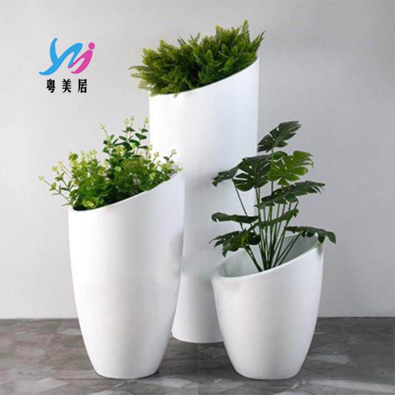 北欧落现代简约种树花盆户外景大花箱酒2409店公园观售楼地椭圆花