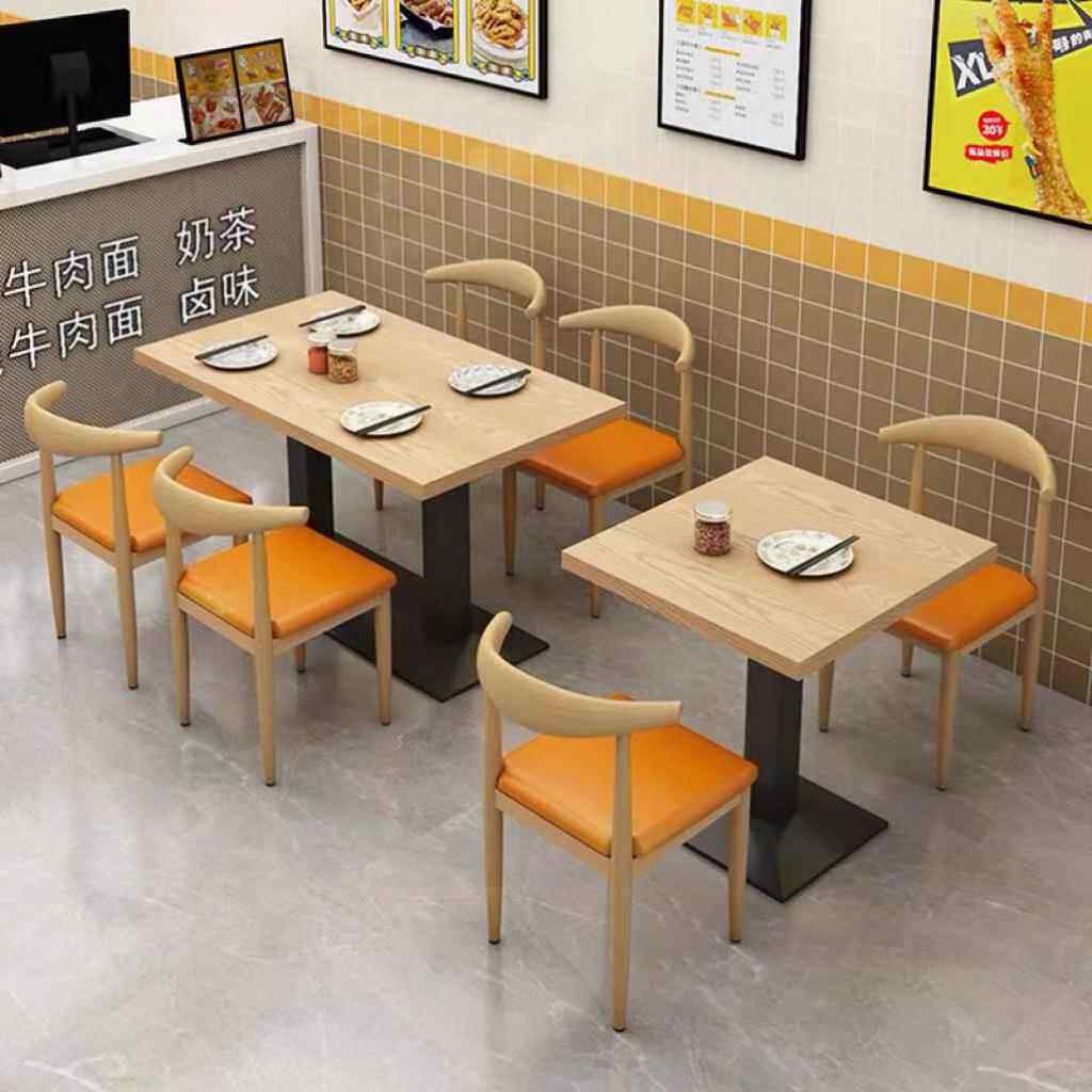 饭店奶茶店商用餐饮桌靠墙麻辣烫烧烤面 面馆汉堡店小吃快餐桌椅