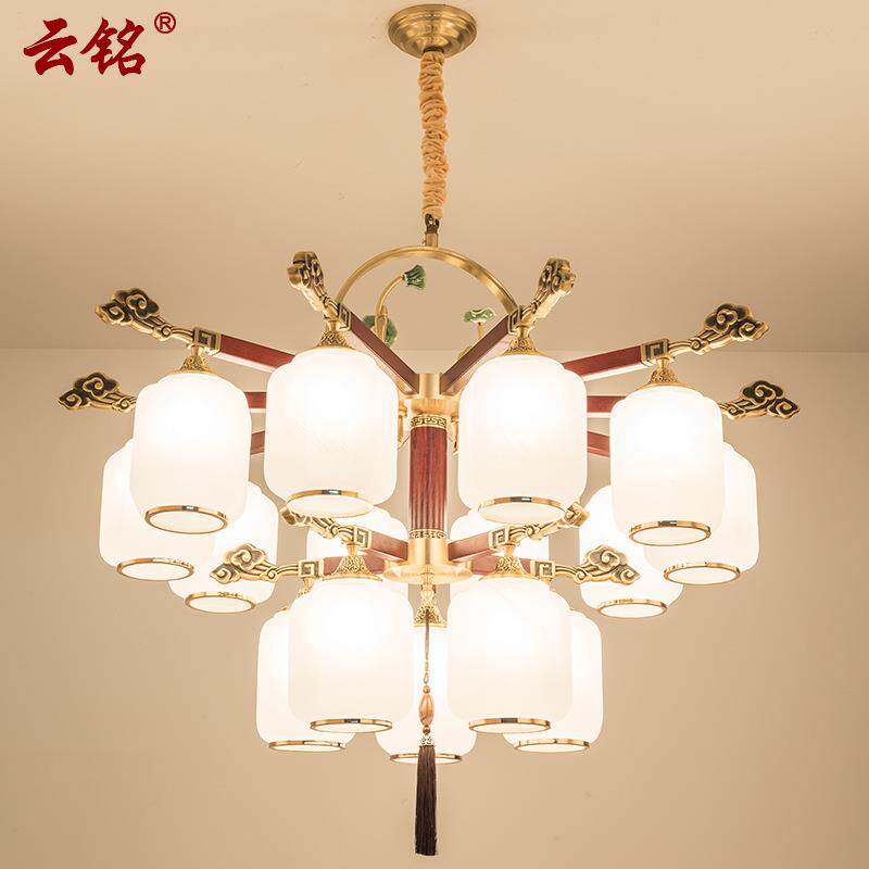 新中式吊灯全铜客厅灯中国风卧室灯具复古楼梯灯别墅餐厅铜灯5006