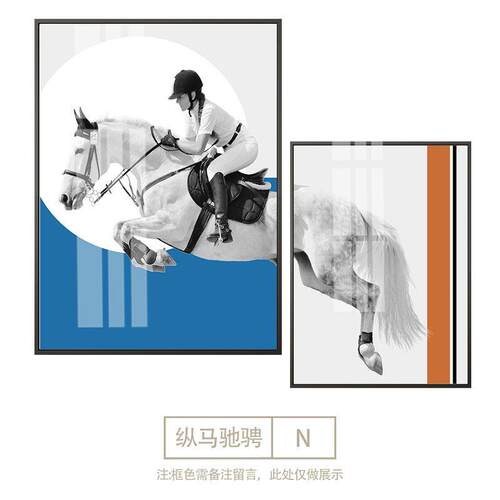 现代简约客厅装饰画北欧创意壁画餐厅玄关样板间黑白轻奢挂画马