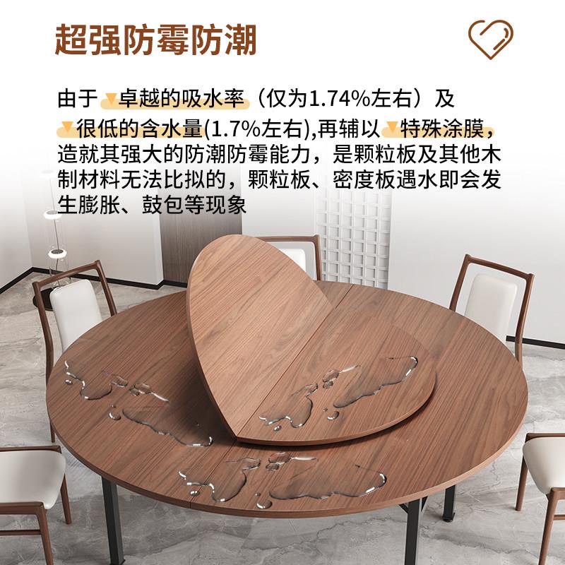 折叠桌面新型简易实木餐桌吃饭桌子加转盘12人家用临时圆桌面板10