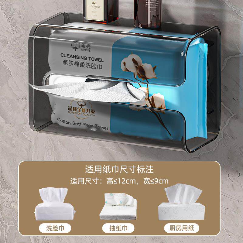 厨房用纸吸盘式纸巾收纳架子免打孔橱柜下湿巾壁挂架多功能抽纸盒