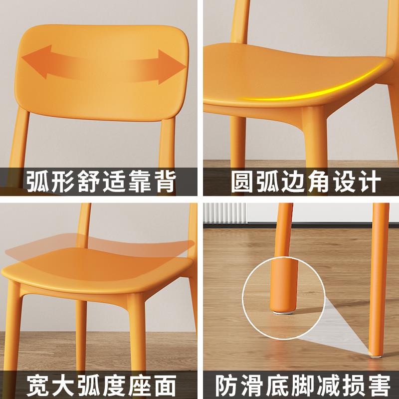 天台华塑简料椅叠子靠DED背餐厅可放餐桌椅加厚莲现代约轻奢凳子