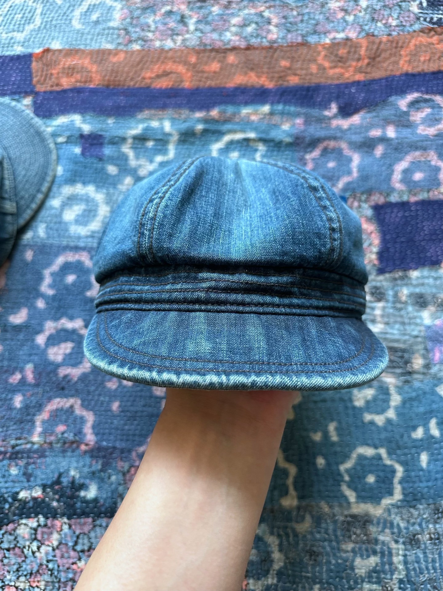 RRL Indigo Dyed Baseball & Newsboy Caps — detail