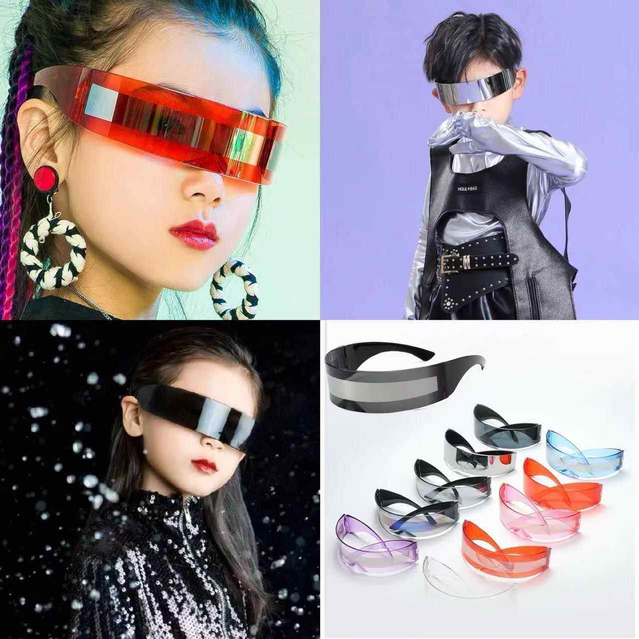儿童未来科技感造型眼镜时尚男女孩舞台个性街舞嘻哈夸张墨镜走秀