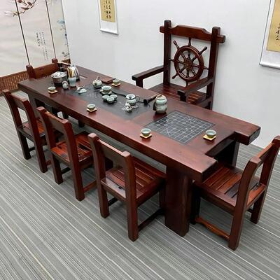 老船木茶桌椅组台合新款实木茶台新中茶式具高PYE档用阳家茶几一