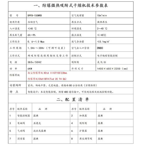 15立方防爆款微热附式干燥机空气净效高环保节能YRU化吸吸干机