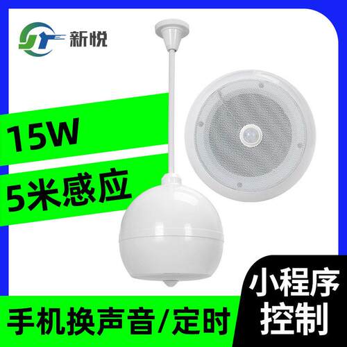 感应吊球音响吊杆式感应语音播报器商铺背景音乐人体感应天花喇叭