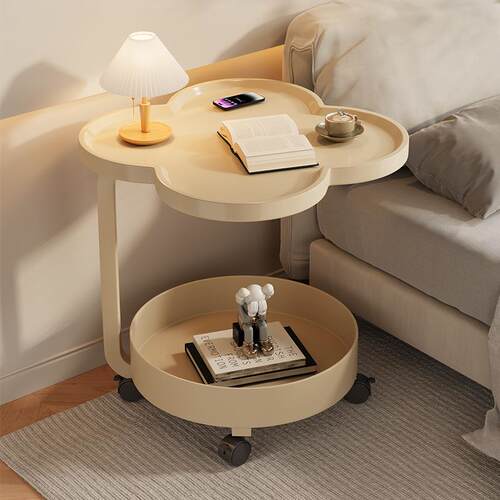 Bedside table with a simple, modern, and creamy style. Suita