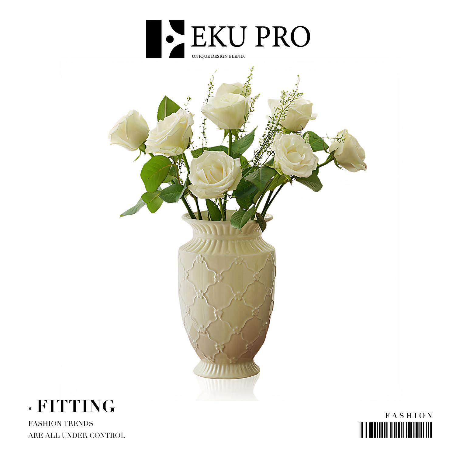 EKU PRO·宜人·超好看法式浮雕陶瓷花瓶客厅鲜花家居 | Fitting