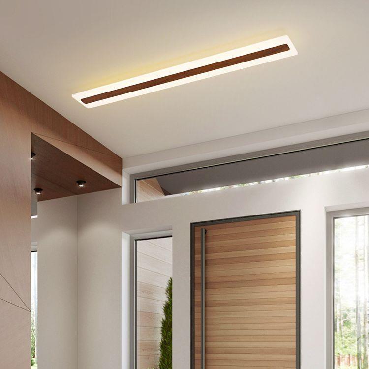 创意原木纹走廊过道led吸顶灯现代简约个性长条入户玄关阳台灯具