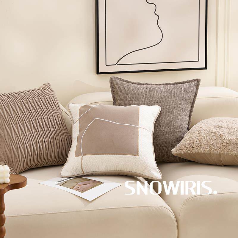 简约现代抱枕咖色立体褶皱肌理轻奢高级感枕套样板间客厅沙发靠垫