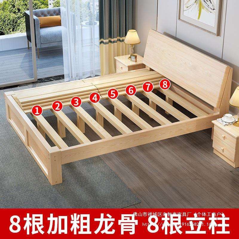 实木床1.8米经济双人床厂家直销加厚现代简约家用1.0米单人床主卧