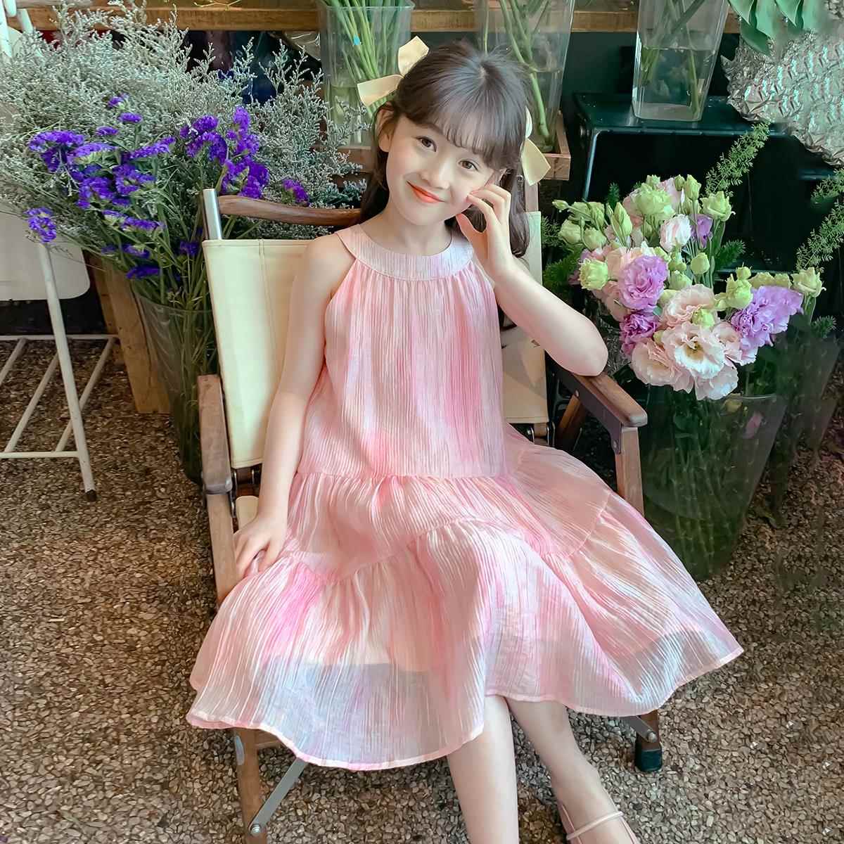 英国next ttat女童夏季裙子女孩吊带裙公主裙儿童夏装雪纺连衣裙