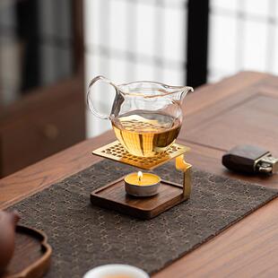 北美胡桃木温茶炉垫片蜡烛加热底座禅意公杯小茶炉实木复古煮茶器