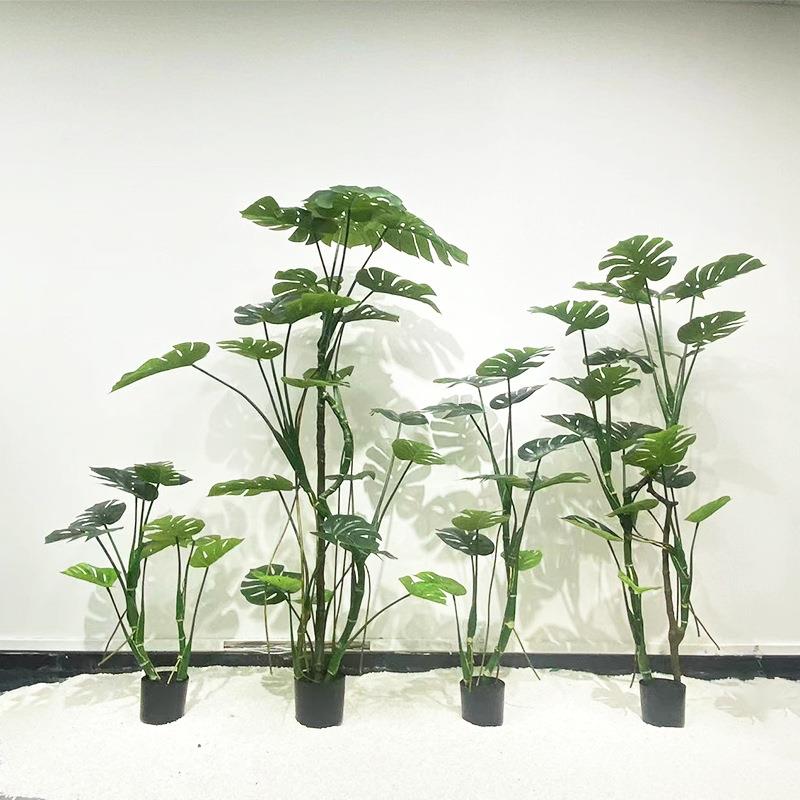 大型橱真窗室内假龟背树假绿植仿植物仿盆无品牌/地景面装饰摆件