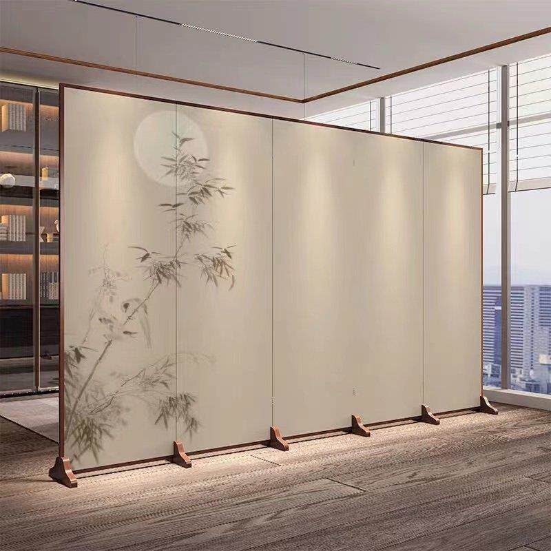 新中式可折叠移动屏风隔断墙客厅玄关餐厅装饰遮挡办公室山水折屏