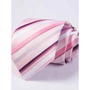 高级感包邮领带正装8cm男女韩版时尚休闲宽领带粉色条纹领带0203r