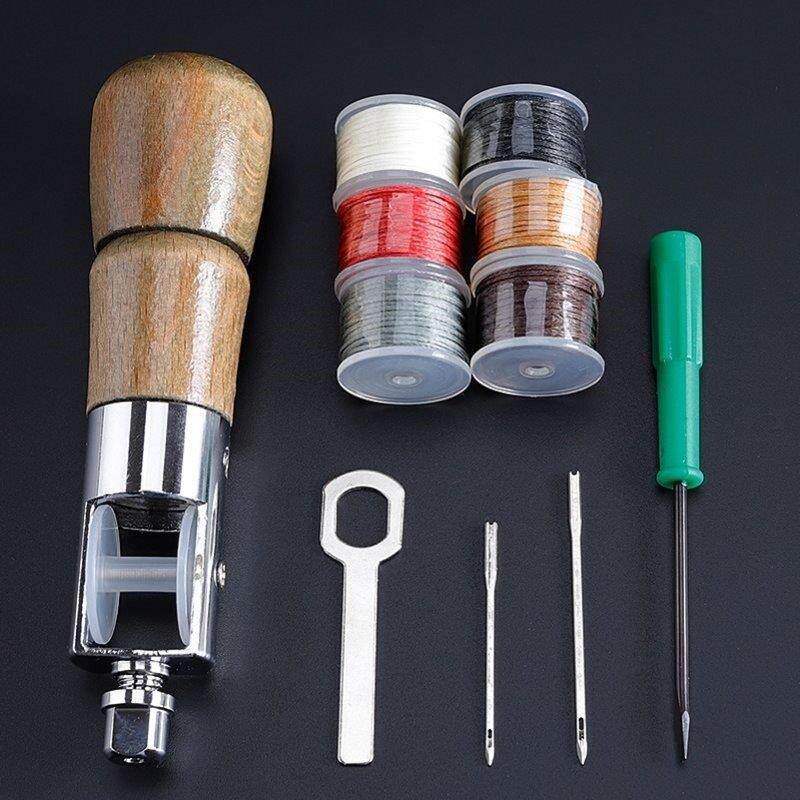木质手缝器套装手工缝皮具修补缝线器锥子针工具