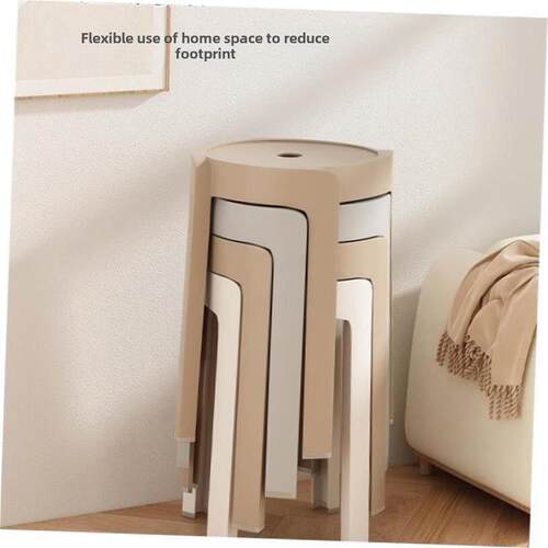 Nordic round stool plastic adult stackable high table chair1