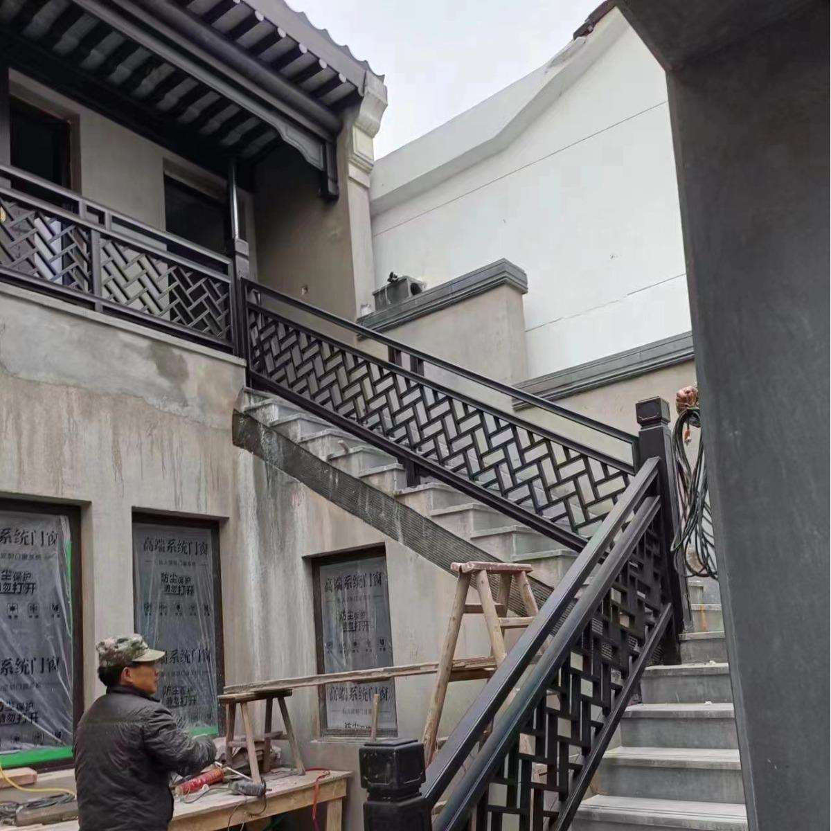 传统仿古铝合金美人靠栏杆扶手 铝艺阳台栏杆可按需制造