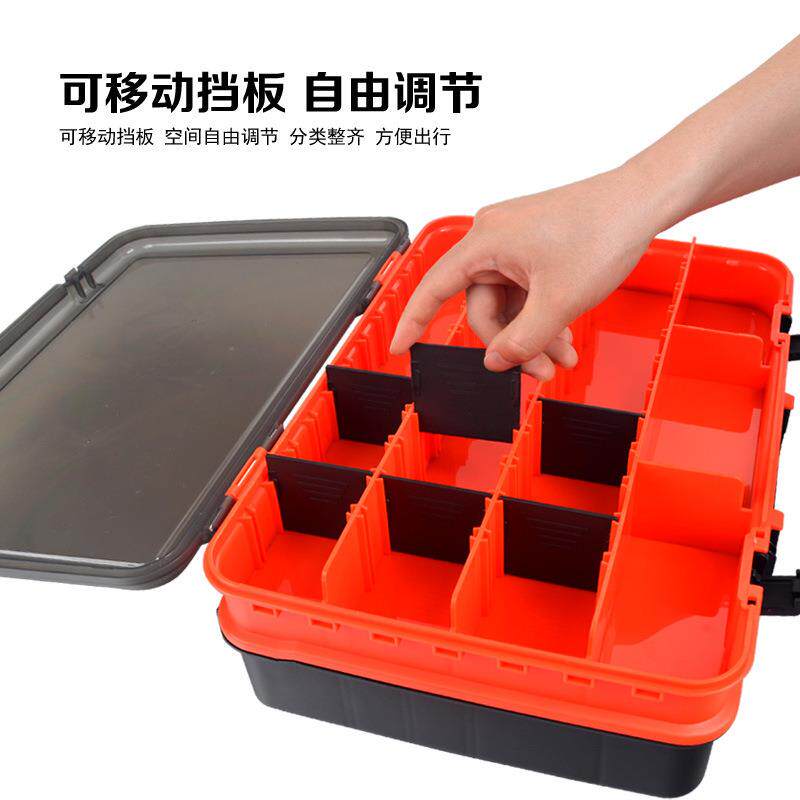 新款直销大号手提路亚饵盒多功能双层大工具箱渔具全套收纳便携垂