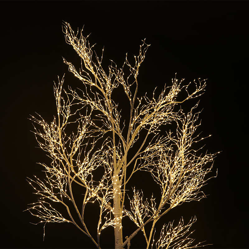 户外装饰2.5m大型白桦树灯2925头高亮铜线灯景区庭院布置发光树灯