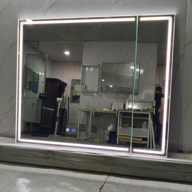 新款直销浴室镜窄边镜柜门扇触摸屏开关带LED灯光 除雾智能一体镜
