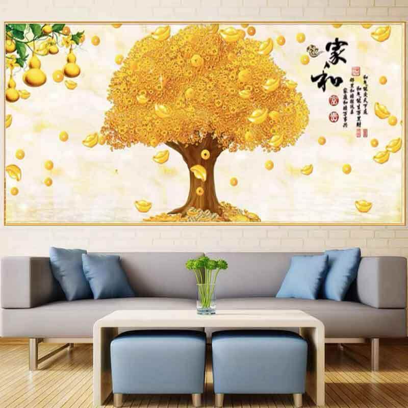 黄金大道装饰画黄金满地沙发背景画壁画大气简约轻奢晶瓷民宿挂画
