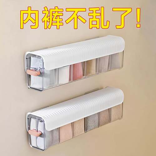 Wall-mounted compartmentalized underwear storage box, seamle