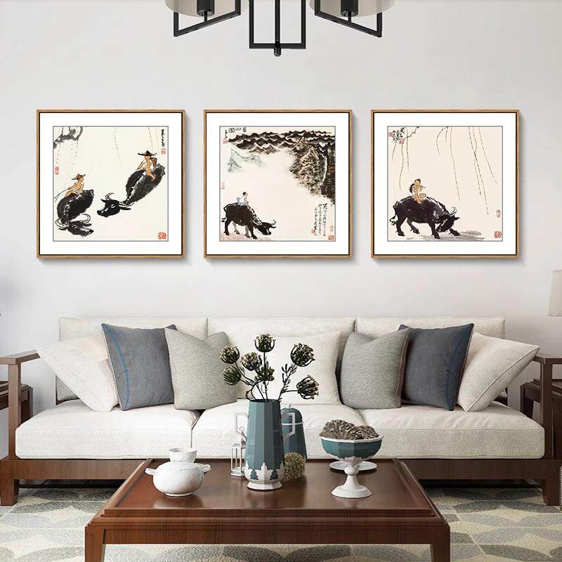李客可染水墨山水YGE画国牧画中式玄关走廊装饰画新厅书房挂画五