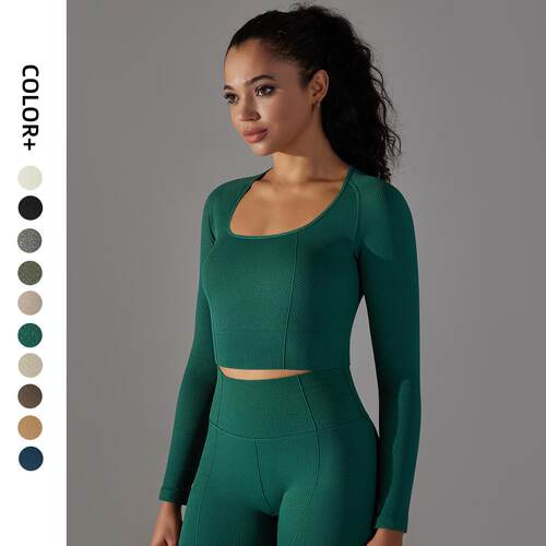 Yoga outfit for women, stretchy tight fitting long sleeved