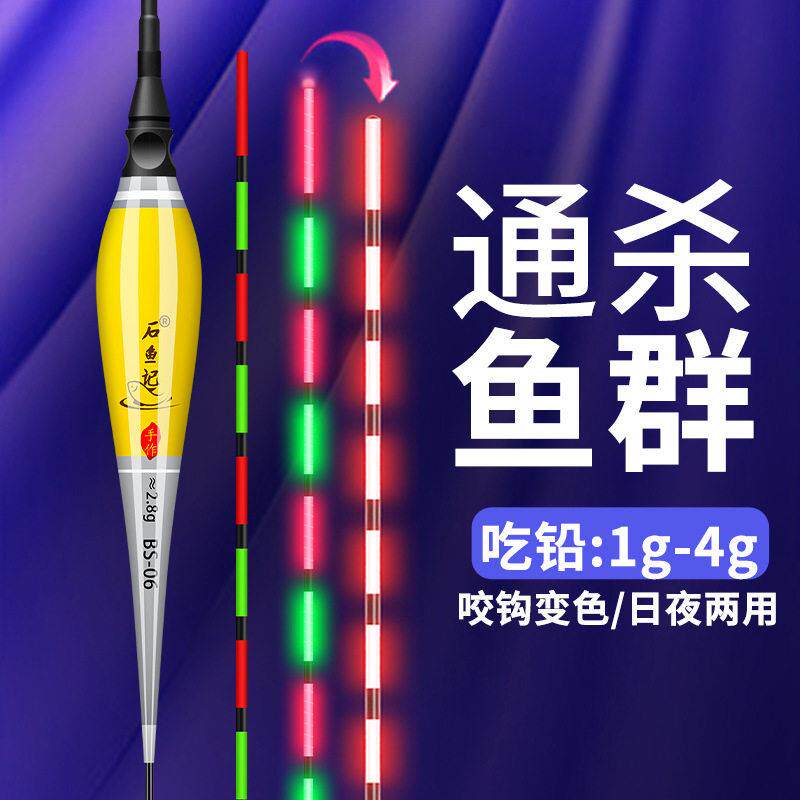 咬钩变色夜光漂重力感应电子漂超亮夜钓浮漂抗走水鲫鱼漂日夜两用