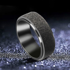 时尚磨砂可转动钛钢戒指日韩版男士黑色个性气质潮男单身食指指环
