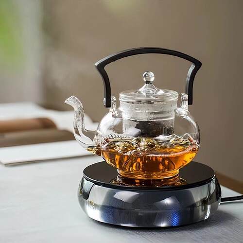 洛谷V9黑水晶电陶炉烧水炉原矿玻璃壶煮茶家用智能自动断电静