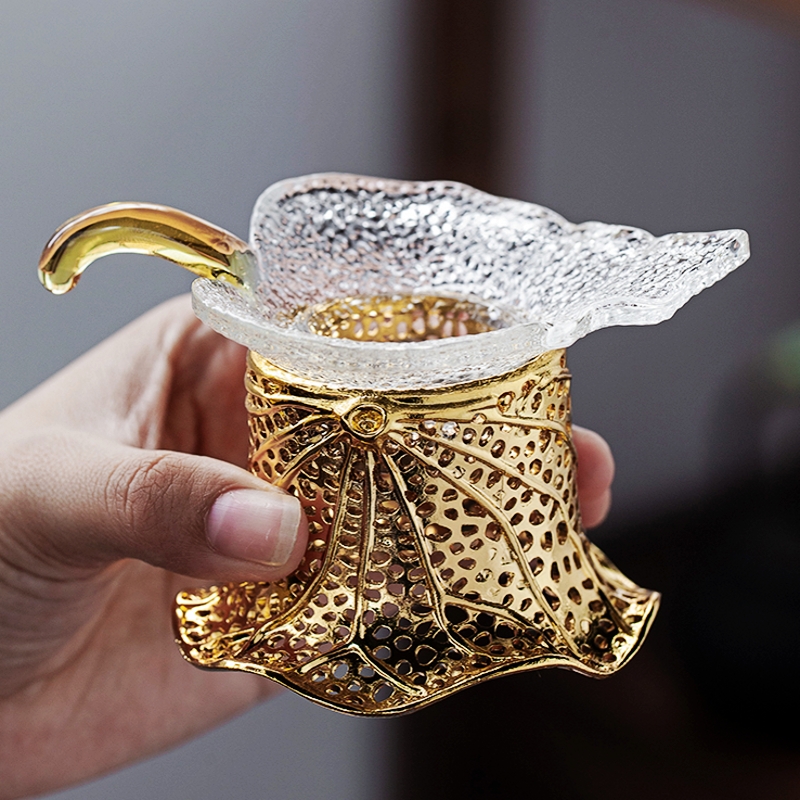 玻璃茶滤超细荷叶茶漏公道杯泡茶茶器茶叶过滤网漏斗功夫茶具套装