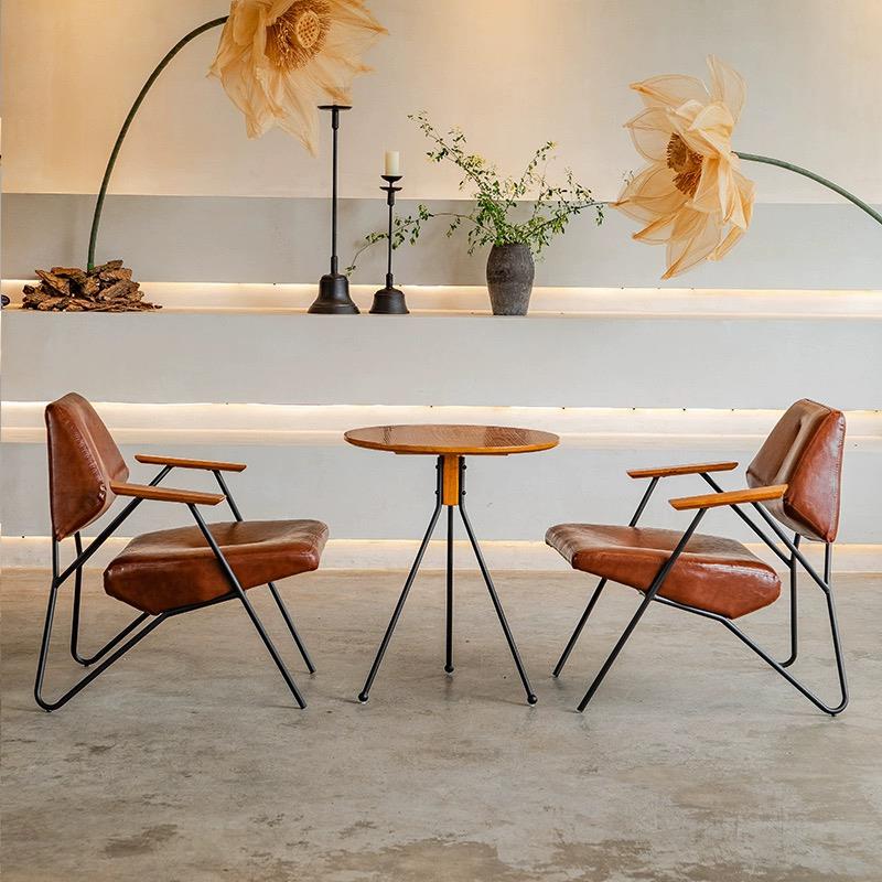 单人沙发网红咖啡厅奶茶甜品桌椅组合商用洽谈休闲铁艺椅子