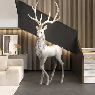 饰品乔迁新居开业送礼 轻奢麋鹿客厅大型落地摆件电视柜旁边家居装