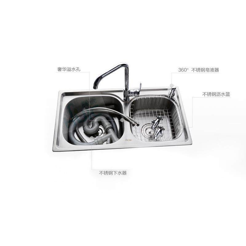 直销新款不锈钢304 水槽/厨盆/洗菜盆 双槽 大套餐 一体成型